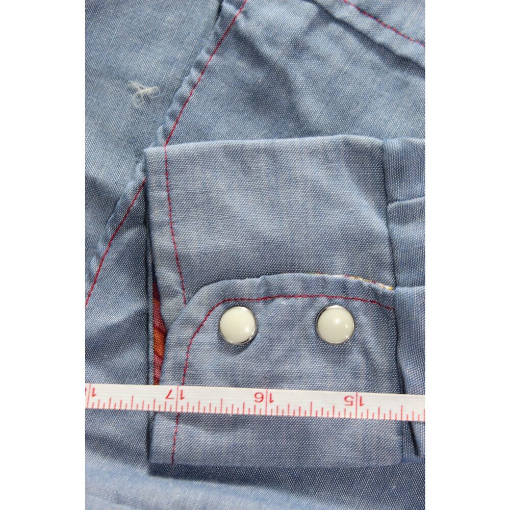 VTG Montgomery Ward pearl snap western long sleeve shirt plaid denim Boys 10 - Picture 8 of 8